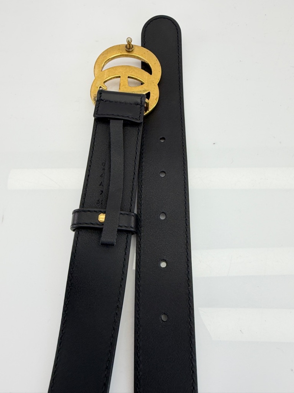 Authentic Gucci Slim Leather Marmont Gg Double Mens Belt Black 75/30 414516 - Picture 6 of 8